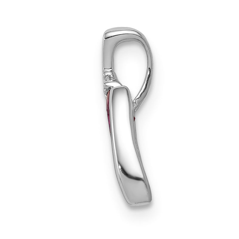 14k White Gold Real Diamond and .31 Ruby Pendant