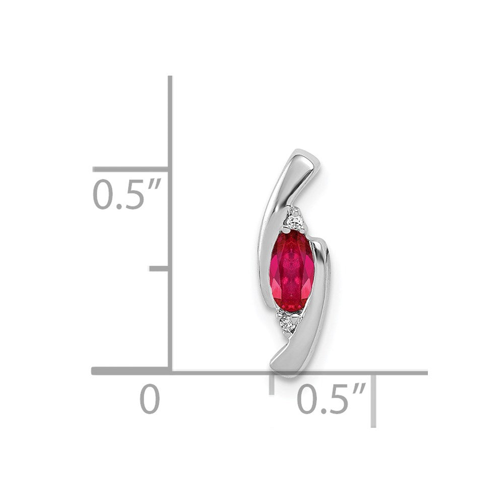 14k White Gold Real Diamond and .31 Ruby Pendant