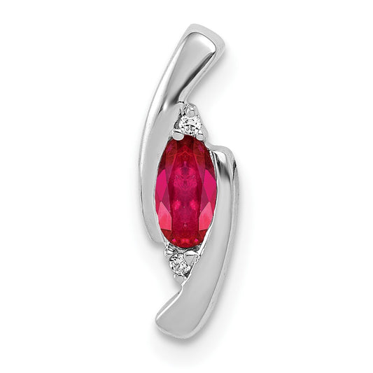 14k White Gold Real Diamond and .31 Ruby Pendant