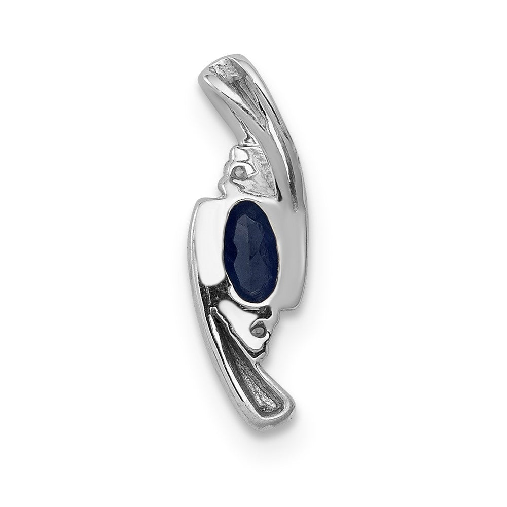 14k White Gold .01ct Real Diamond and .33 Sapphire Pendant