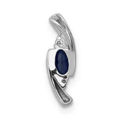 14k White Gold .01ct Real Diamond and .33 Sapphire Pendant