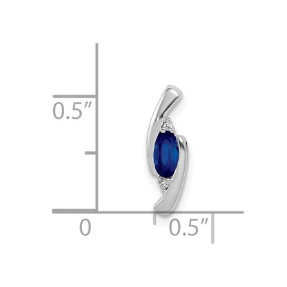 14k White Gold .01ct Real Diamond and .33 Sapphire Pendant