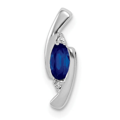 14k White Gold .01ct Real Diamond and .33 Sapphire Pendant