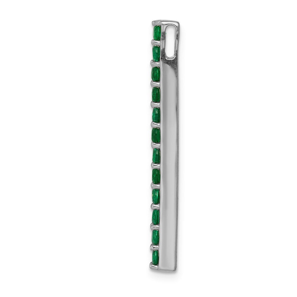 14k White Gold Emerald Line Chain Slide