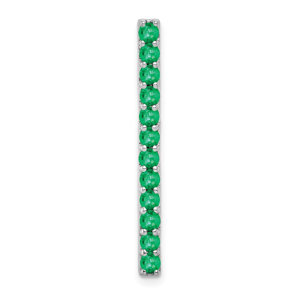 14k White Gold Emerald Line Chain Slide