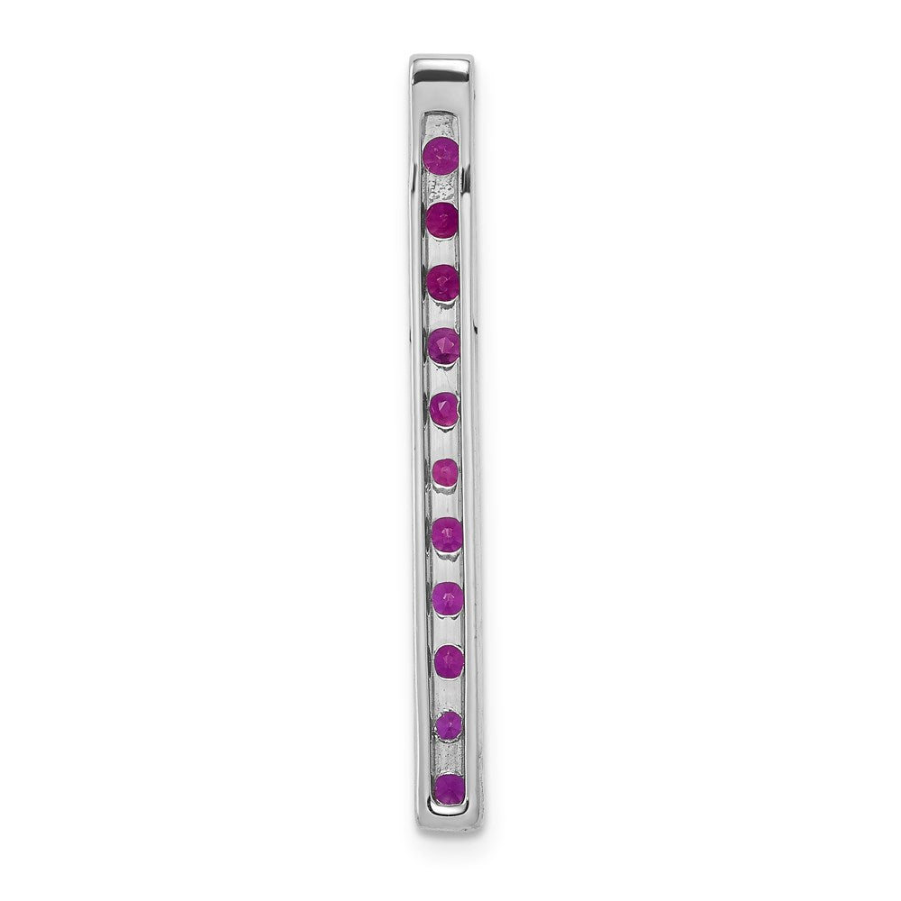 14k White Gold .78 Ruby Line Chain Slide