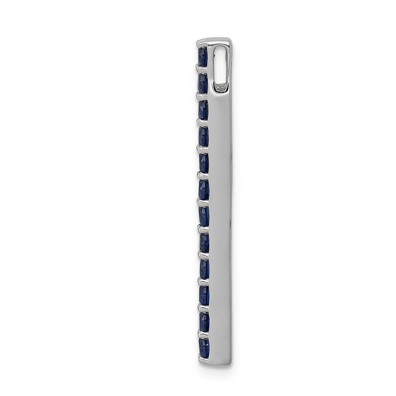14k White Gold .78 Blue Sapphire Line Chain Slide