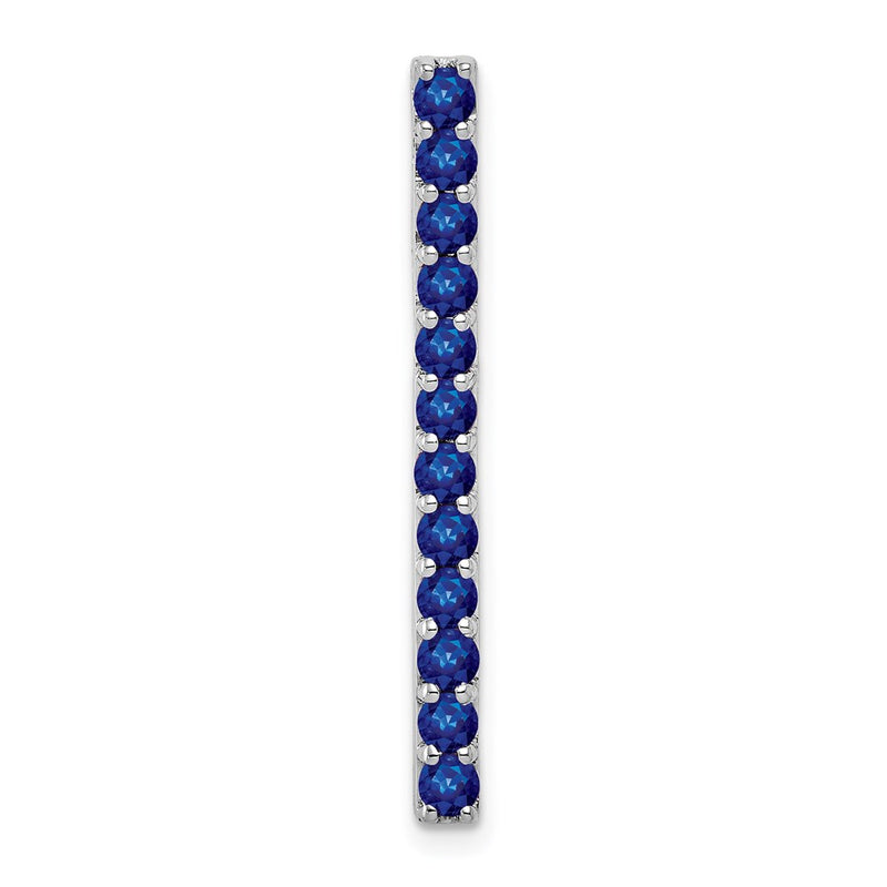 14k White Gold .78 Blue Sapphire Line Chain Slide