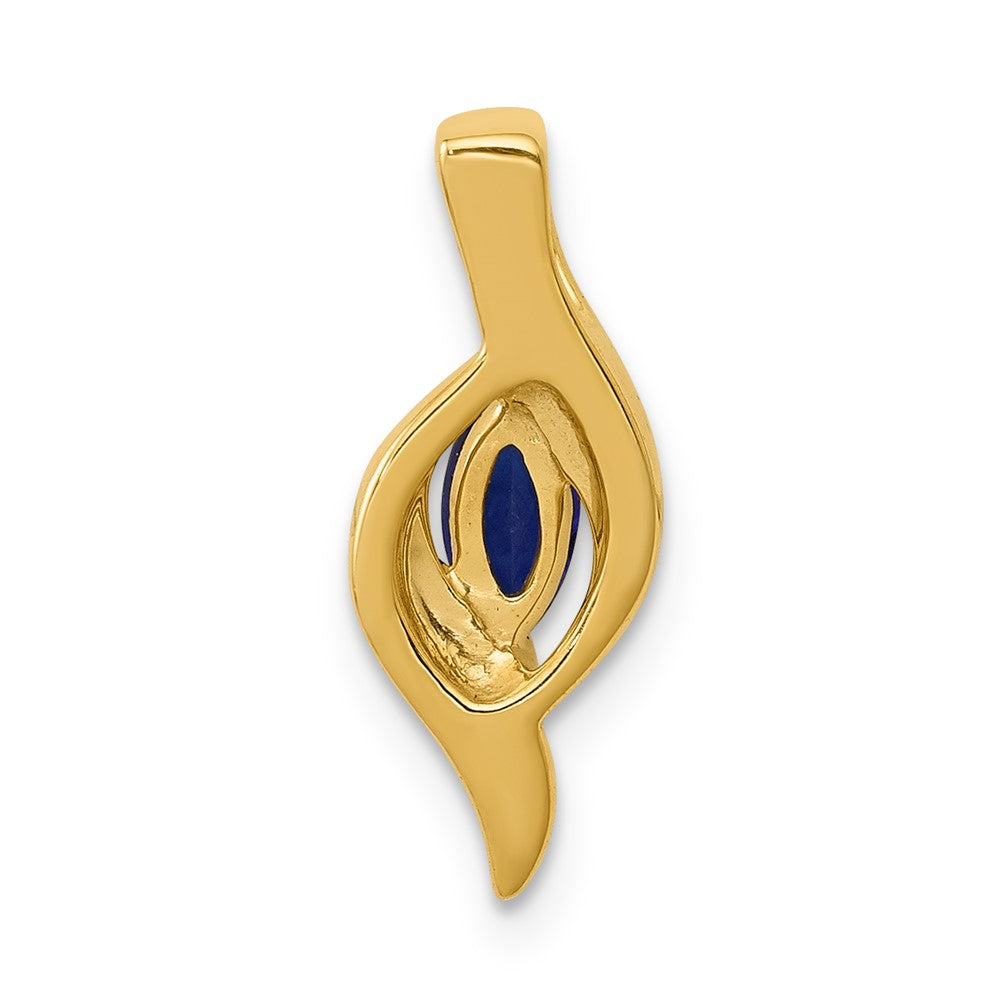 10K Yellow Gold Real Diamond and Marquise .29 Sapphire Pendant