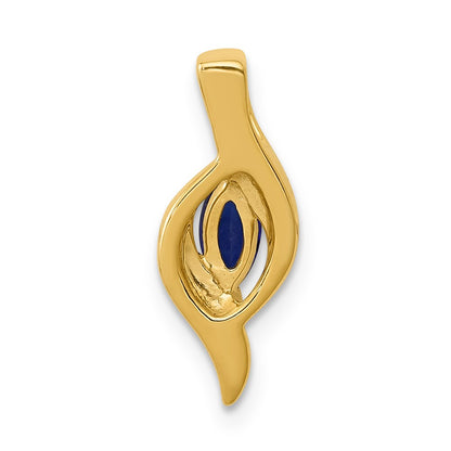 14K Yellow Gold Real Diamond and Marquise .29 Sapphire Pendant