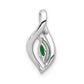 Solid 14k White Gold Simulated CZ and Marquise Emerald Pendant