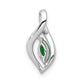 14k white gold real diamond and marquise emerald pendant pm5267 em 005 wa