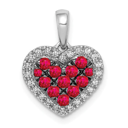 14k white gold w black rhodium real diamond 31 ruby heart pendant pm5268 ru 013 wa
