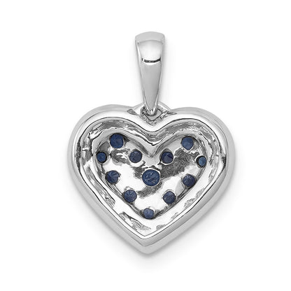 14k White Gold Real Diamond and .31 Sapphire Heart Pendant