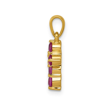 14K Yellow Gold .30 Ruby and Real Diamond Cross Pendant