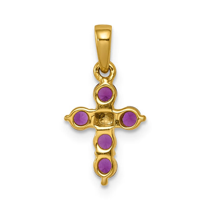 14K Yellow Gold .30 Ruby and Real Diamond Cross Pendant
