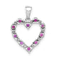 Solid 14k White Gold Simulated CZ and .35 Ruby Heart Pendant