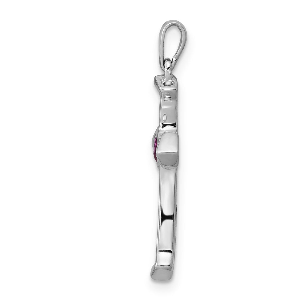 14k white goldcreated ruby lab grown real diamond si1 si2 g h i cross pendant pm5272 ru 020 wlg