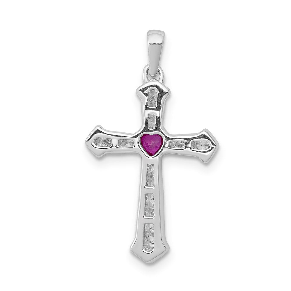 14k white goldcreated ruby lab grown real diamond si1 si2 g h i cross pendant pm5272 ru 020 wlg