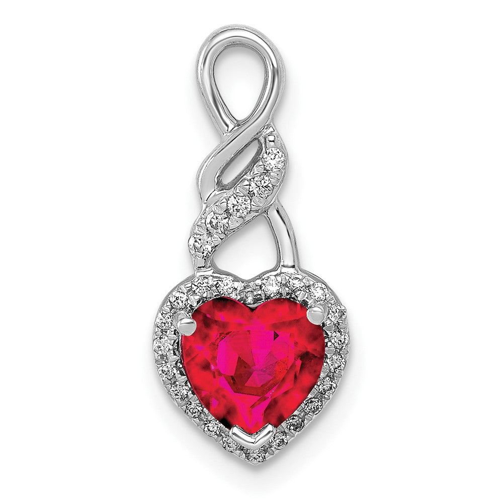 14k white gold real diamond and 75 ruby heart chain slide pm5273 ru 010 wa