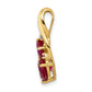 Solid 14k Yellow Gold Simulated Lab Created Ruby and CZ Double Heart Pendant