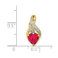 Solid 14k Yellow Gold Simulated CZ and Created Ruby Polished Heart Pendant