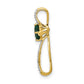 10k Yellow Gold w/Rhodium Lab Created Emerald and Real Diamond Cross Pendant