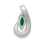 Solid 14k White Gold Teardrop Simulated CZ and Emerald Pendant