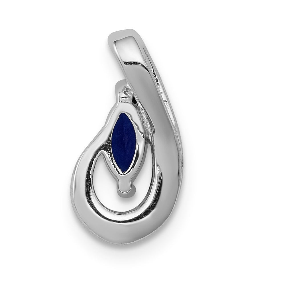 14k White Gold Real Diamond and .28 Sapphire Teardrop Slide