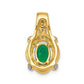 Solid 14k Yellow Gold Fancy Simulated CZ and Oval Emerald Pendant