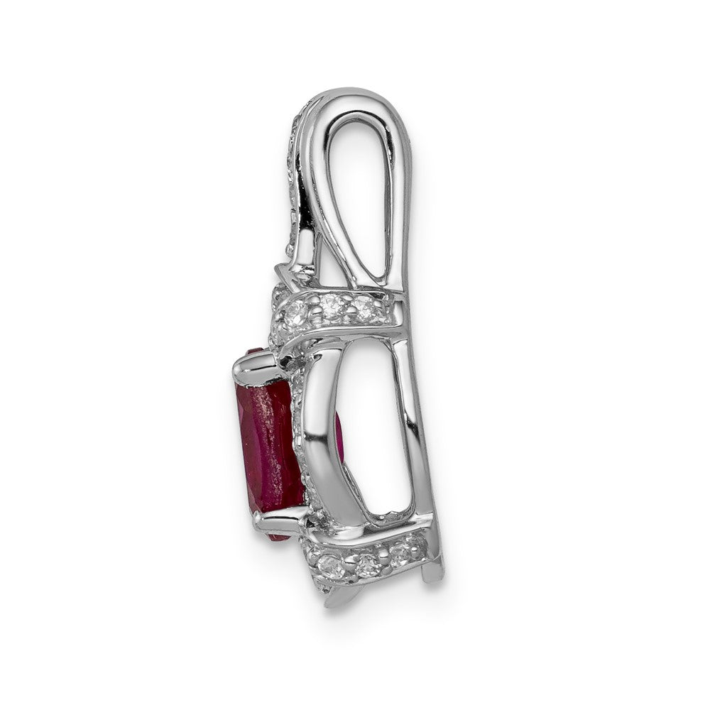 14k White Gold 1/5ct. Real Diamond and 1.10 Ruby Pendant