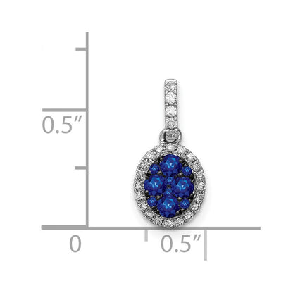 14k White Gold Real Diamond and .32 Blue Sapphire Halo Pendant