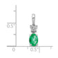 14k White Gold Real Diamond and Oval Emerald Pendant