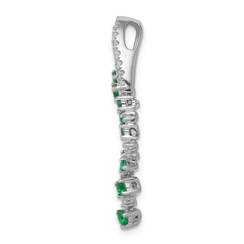 14k White Gold Fancy Real Diamond and Emerald Chain Slide