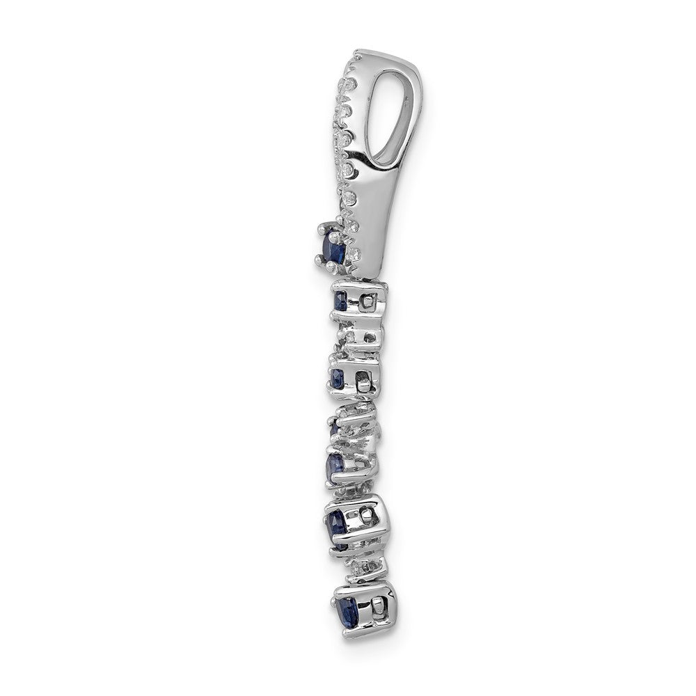 14k White Gold 1/5ct. Real Diamond and .36 Sapphire Chain Slide