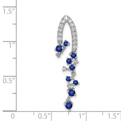 14k White Gold 1/5ct. Real Diamond and .36 Sapphire Chain Slide