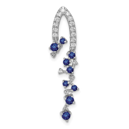 14k White Gold 1/5ct. Real Diamond and .36 Sapphire Chain Slide