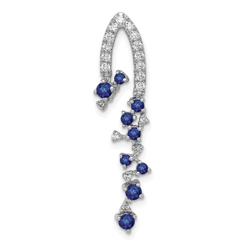 14k White Gold 1/5ct. Real Diamond and .36 Sapphire Chain Slide