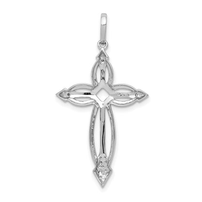 14k White Gold 1/3ct. Real Diamond Fancy Cross Pendant