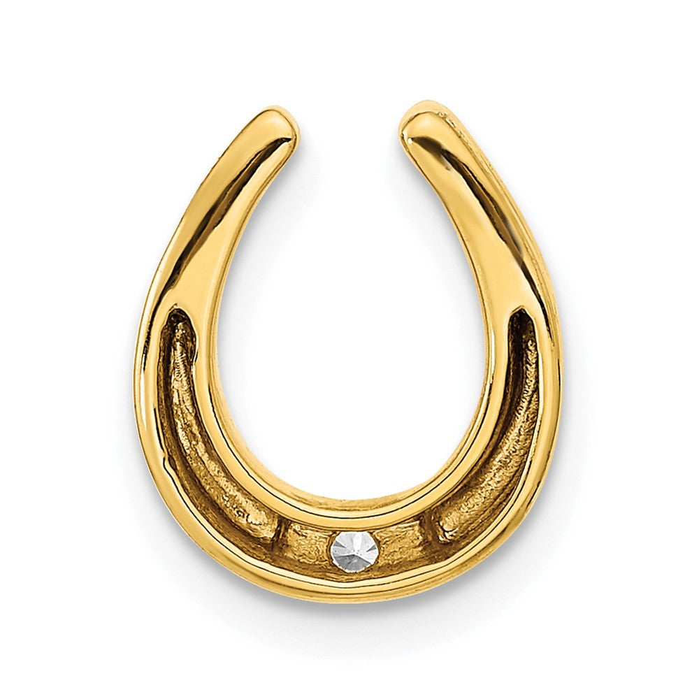 14K Yellow Gold Polished Fancy Real Diamond Chain Slide