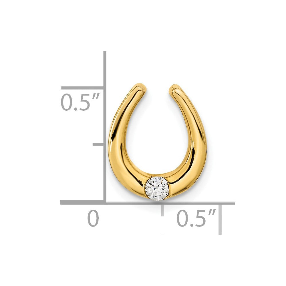 14K Yellow Gold Polished Fancy Real Diamond Chain Slide