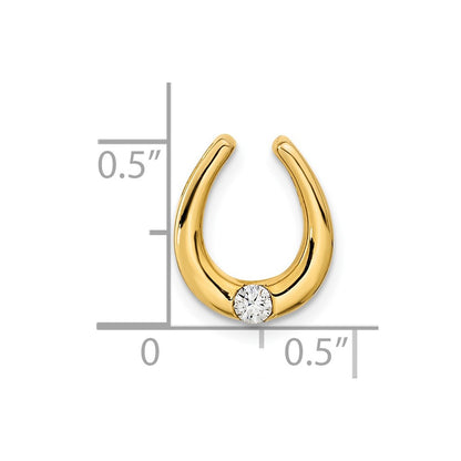 14K Yellow Gold Polished Fancy Real Diamond Chain Slide
