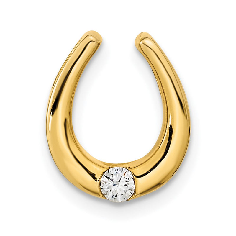 14K Yellow Gold Polished Fancy Real Diamond Chain Slide