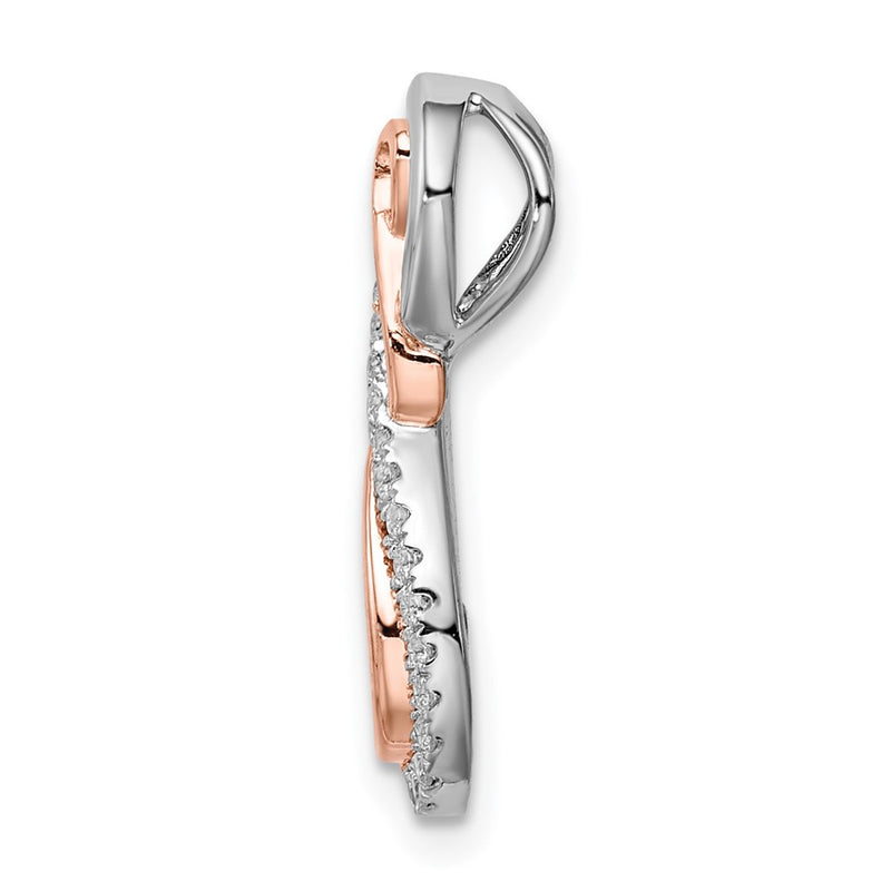 14k Two-Tone Gold White and Rose Infinity Real Diamond Chain Slide