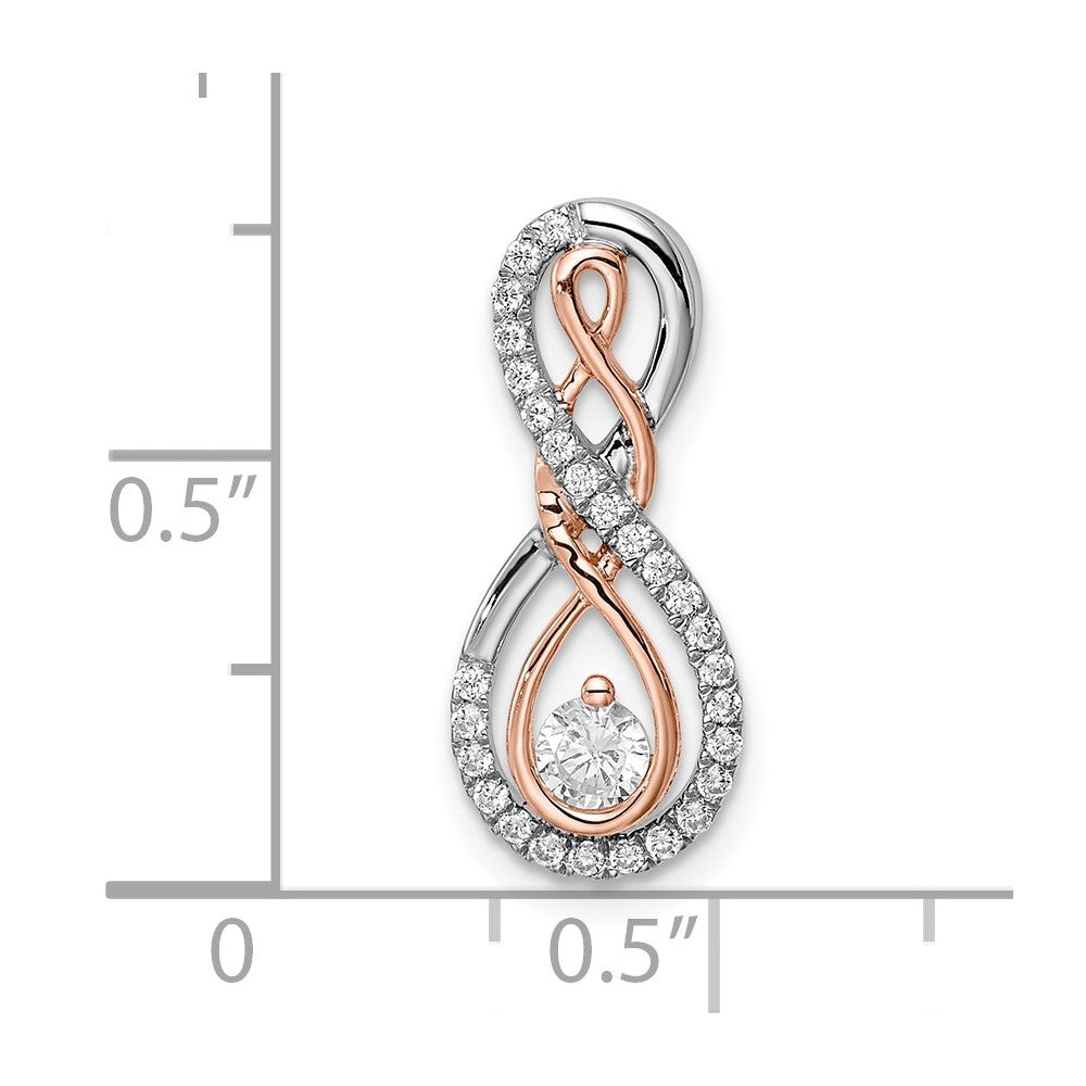 14k Two-Tone Gold White and Rose Infinity Real Diamond Chain Slide