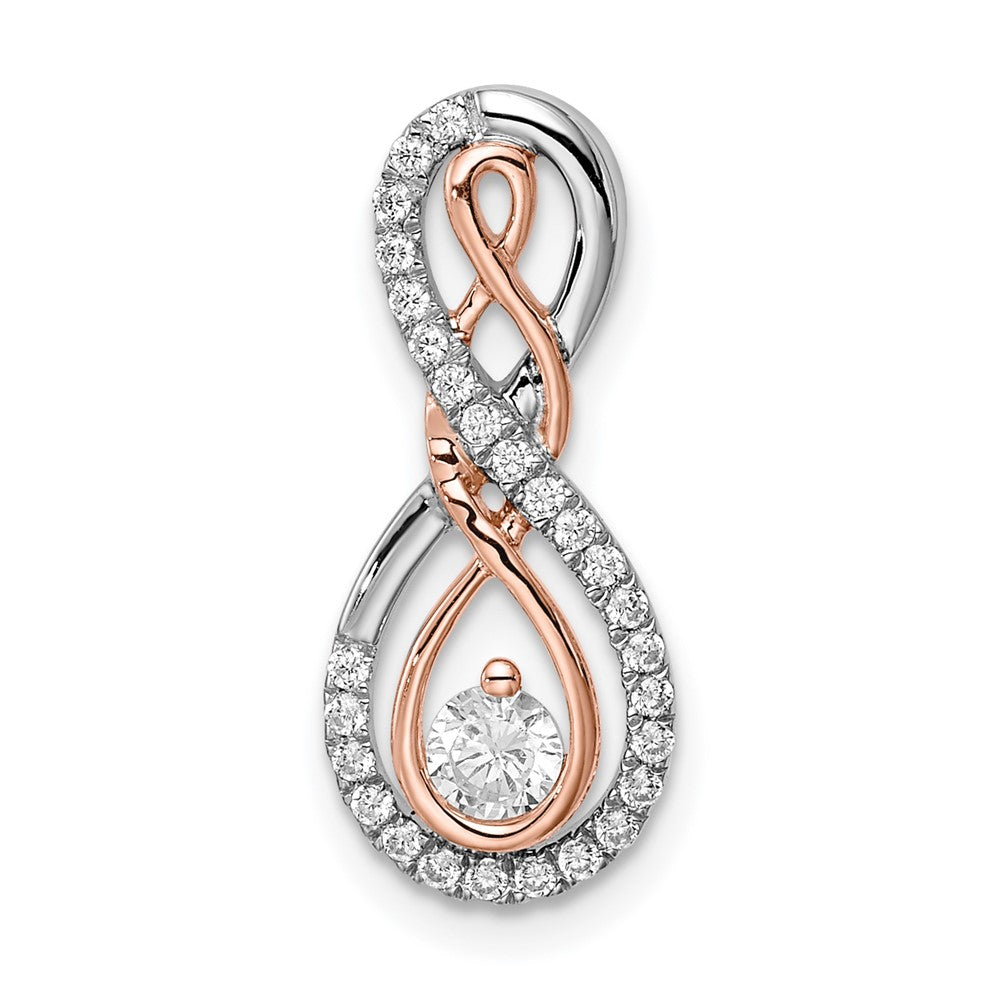 14k Two-Tone Gold White and Rose Infinity Real Diamond Chain Slide