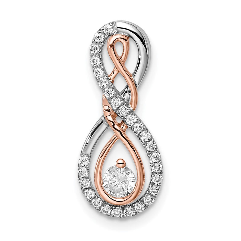 14k Two-Tone Gold White and Rose Infinity Real Diamond Chain Slide