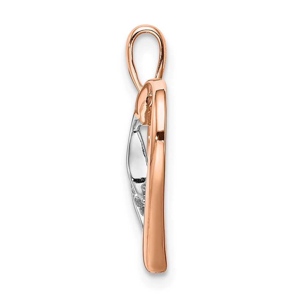 14k Two-Tone Gold White and Rose Heart Real Diamond Pendant
