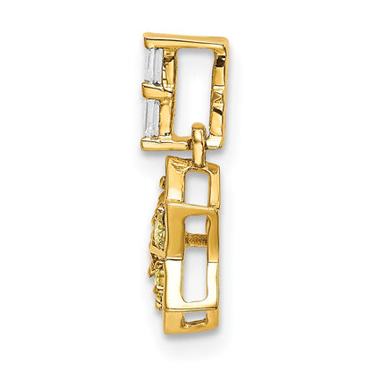 14k Yellow Gold Real Diamond and Yellow Sapphire Star Pendant