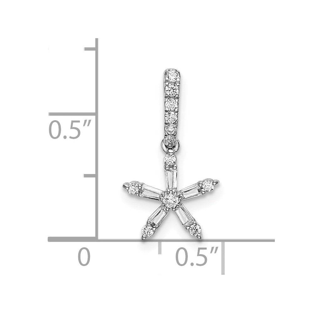 14k White Gold Real Diamond Star Pendant